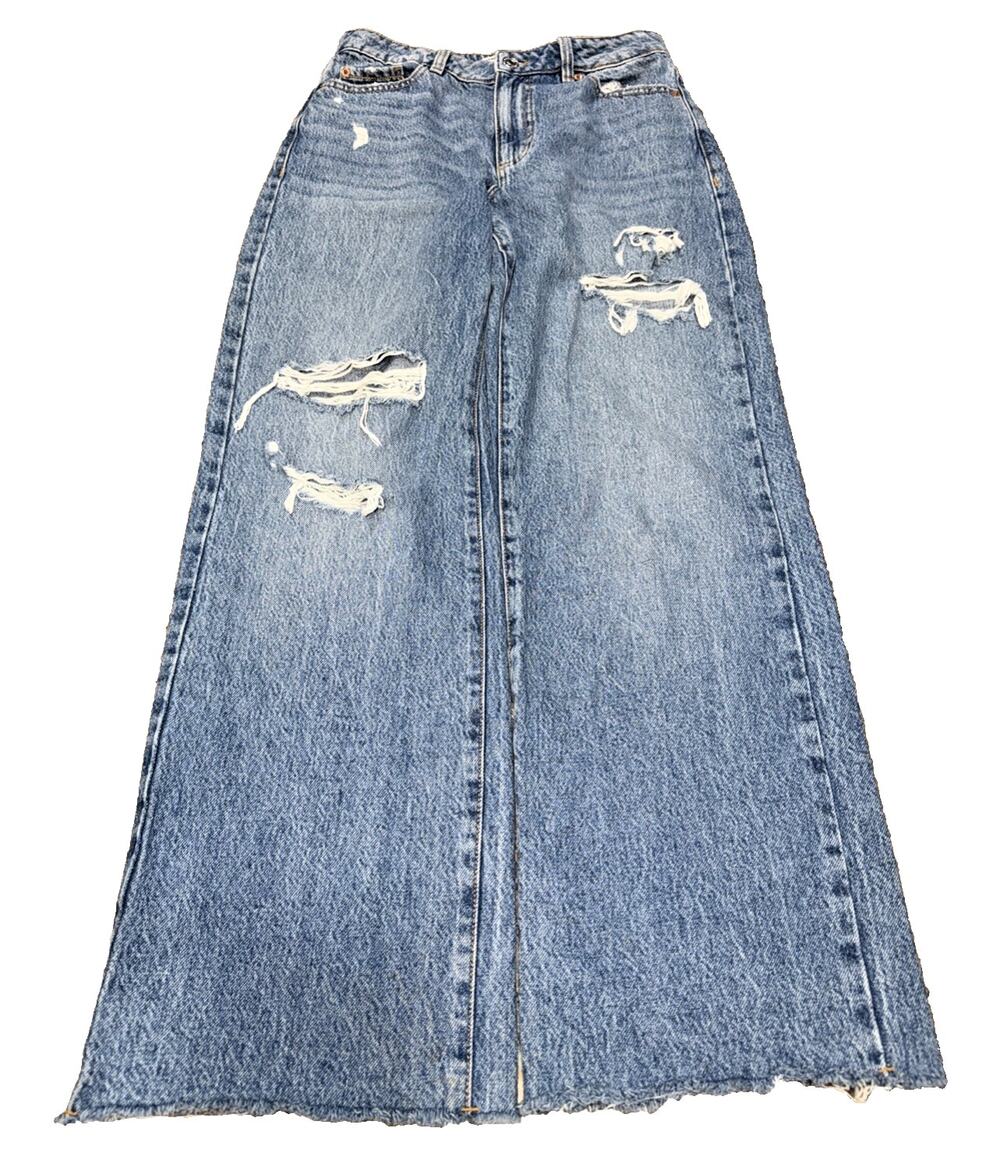 Garage Distressed Wide Leg Jeans Size 5/27 Raw Hem